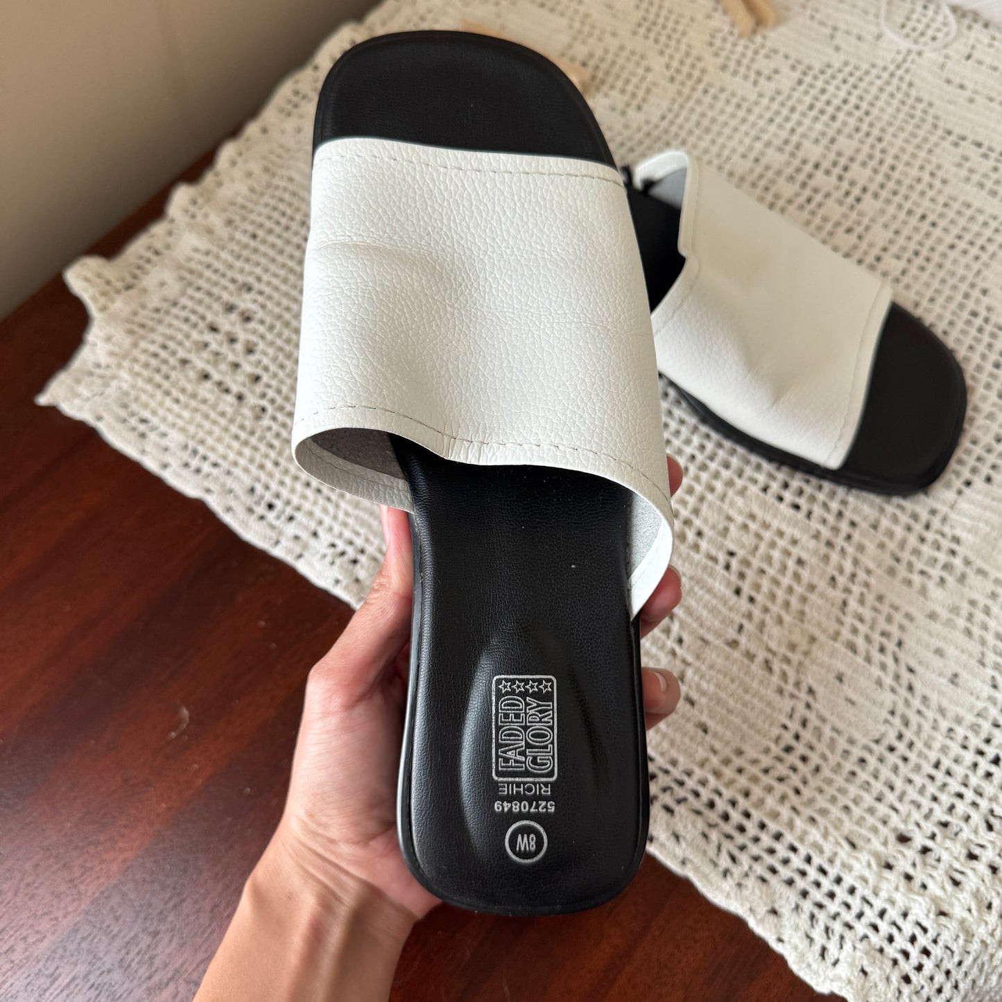Y2K Leather Slide Sandals (8W)