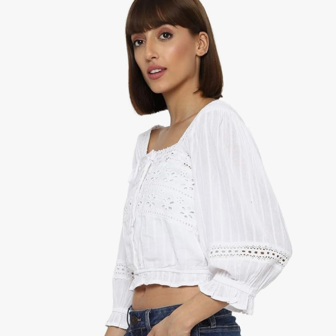 NWT Eyelet Peasant Blouse (XS/S)
