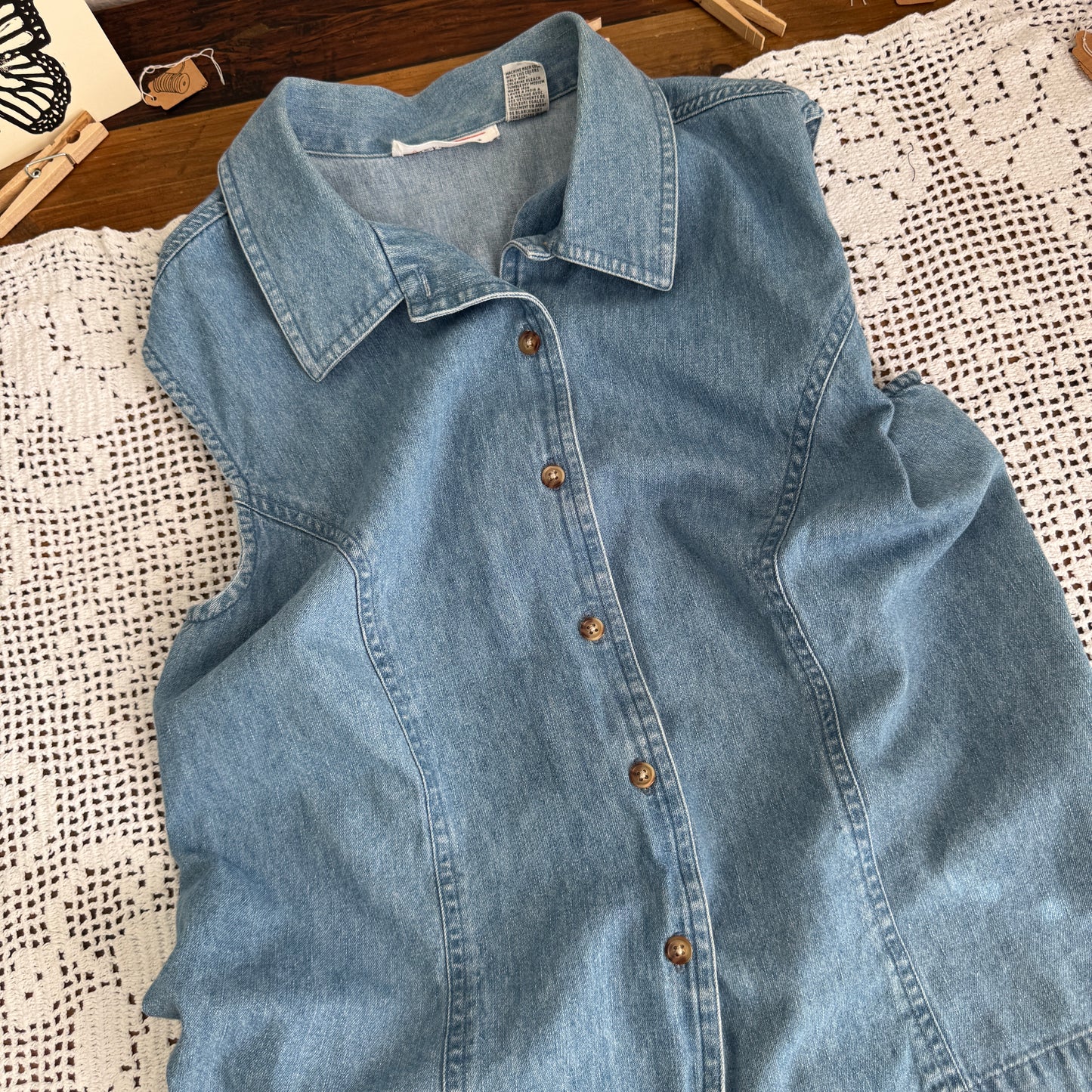 Vintage Denim Buttoned Tank (L)