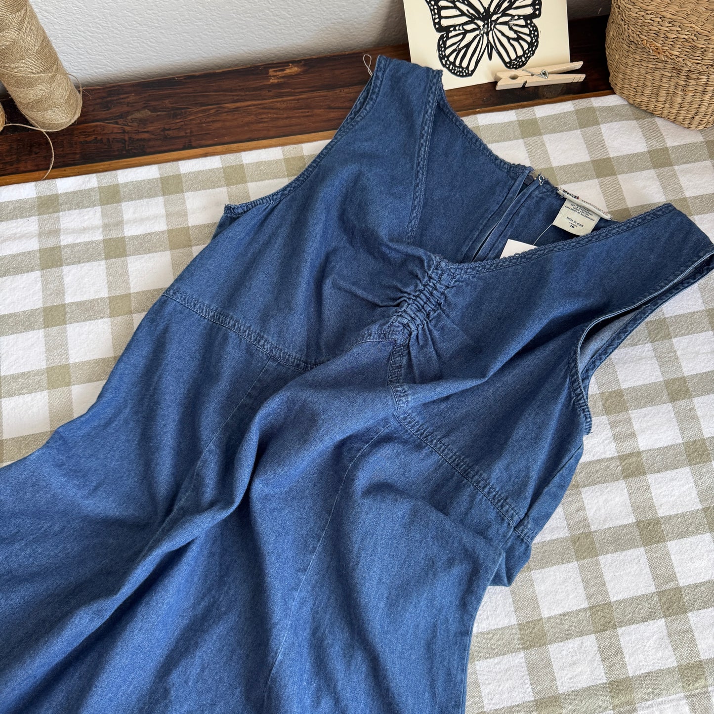 Vintage Chambray Denim Midi Dress (S-M)