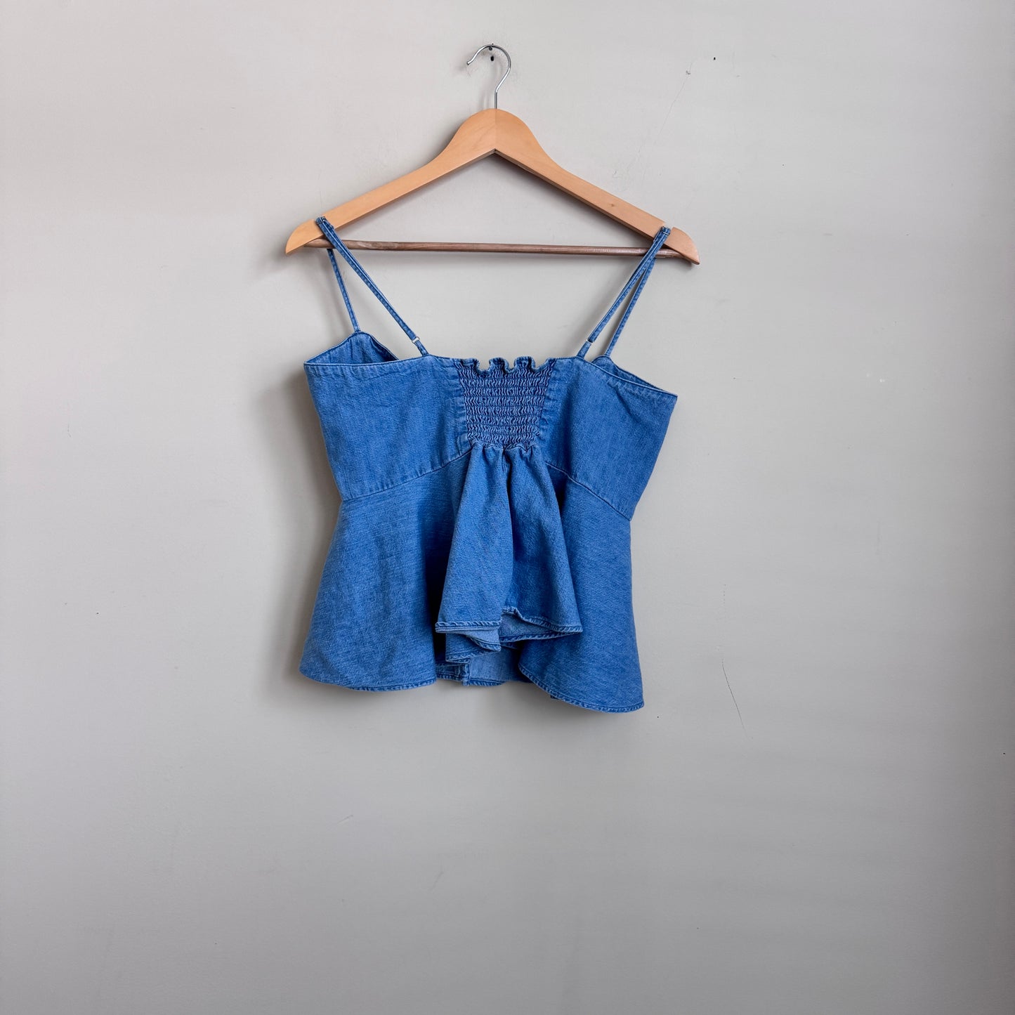 Tie/Slit Front Denim Tank (M/L)