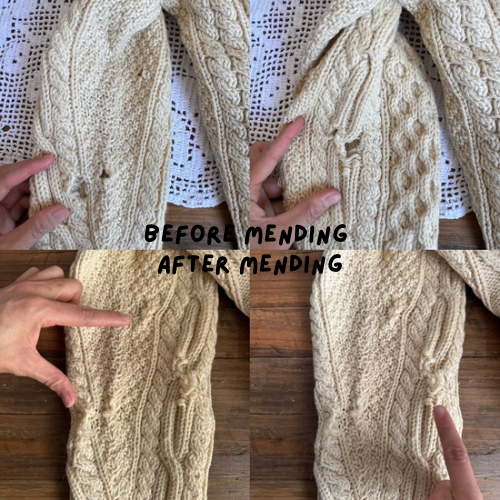 Vintage Cream Fisherman Knit Cardigan (XS-M)