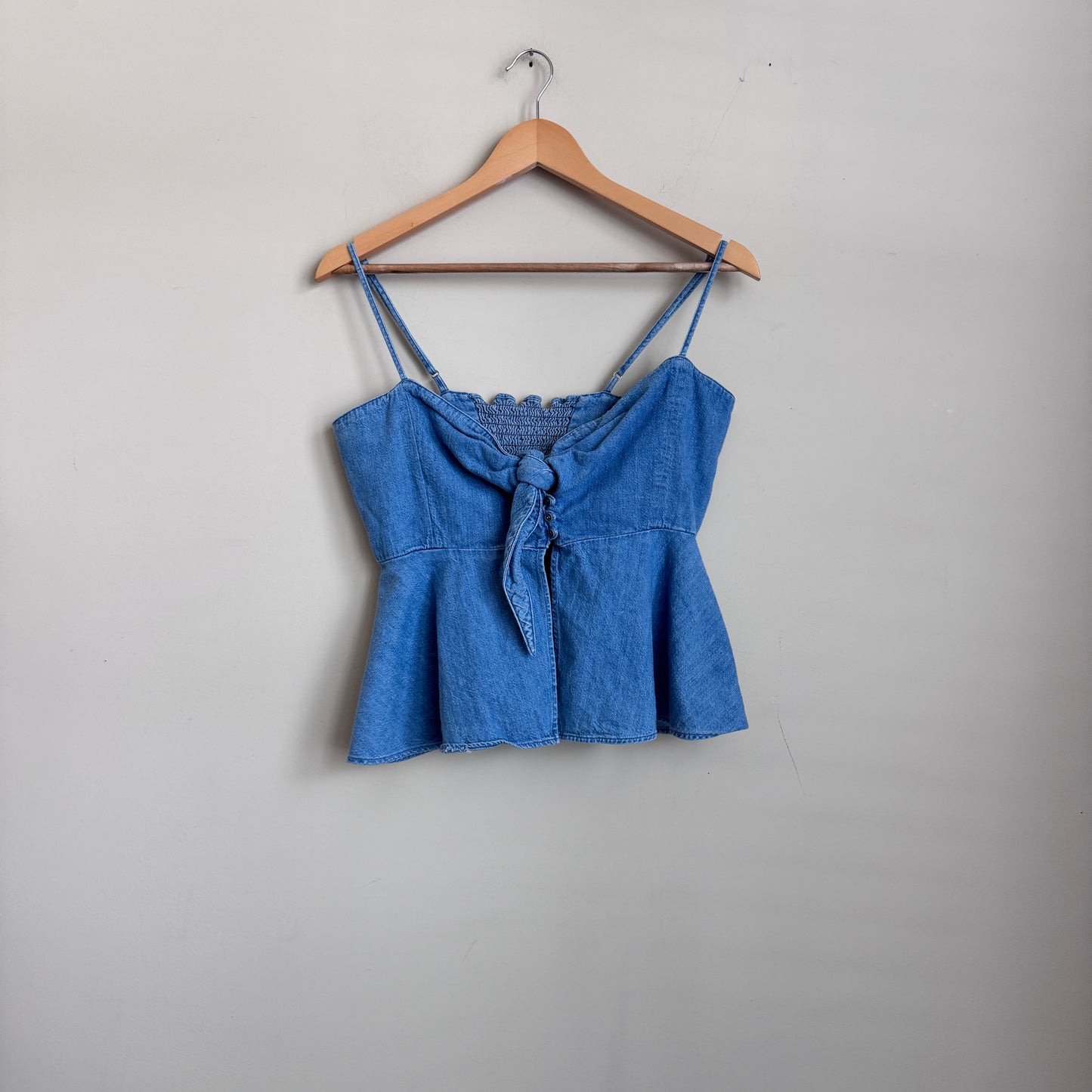 Tie/Slit Front Denim Tank (M/L)
