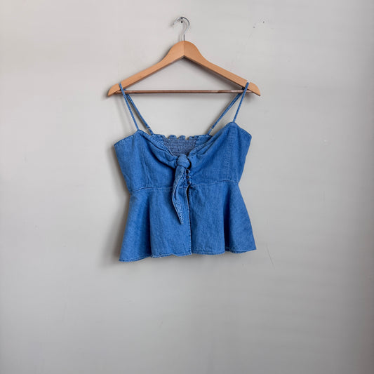 Tie/Slit Front Denim Tank (M/L)