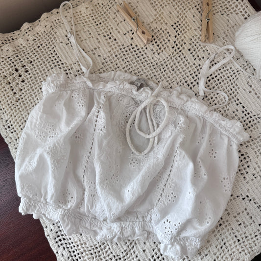 White Eyelet Crop Top (S)