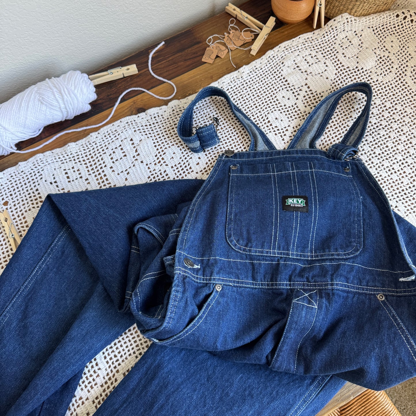 Key Dark Wash Overalls (XS/S)
