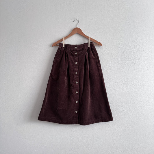 Vintage Chocolate Corduroy Skirt (XS-M)