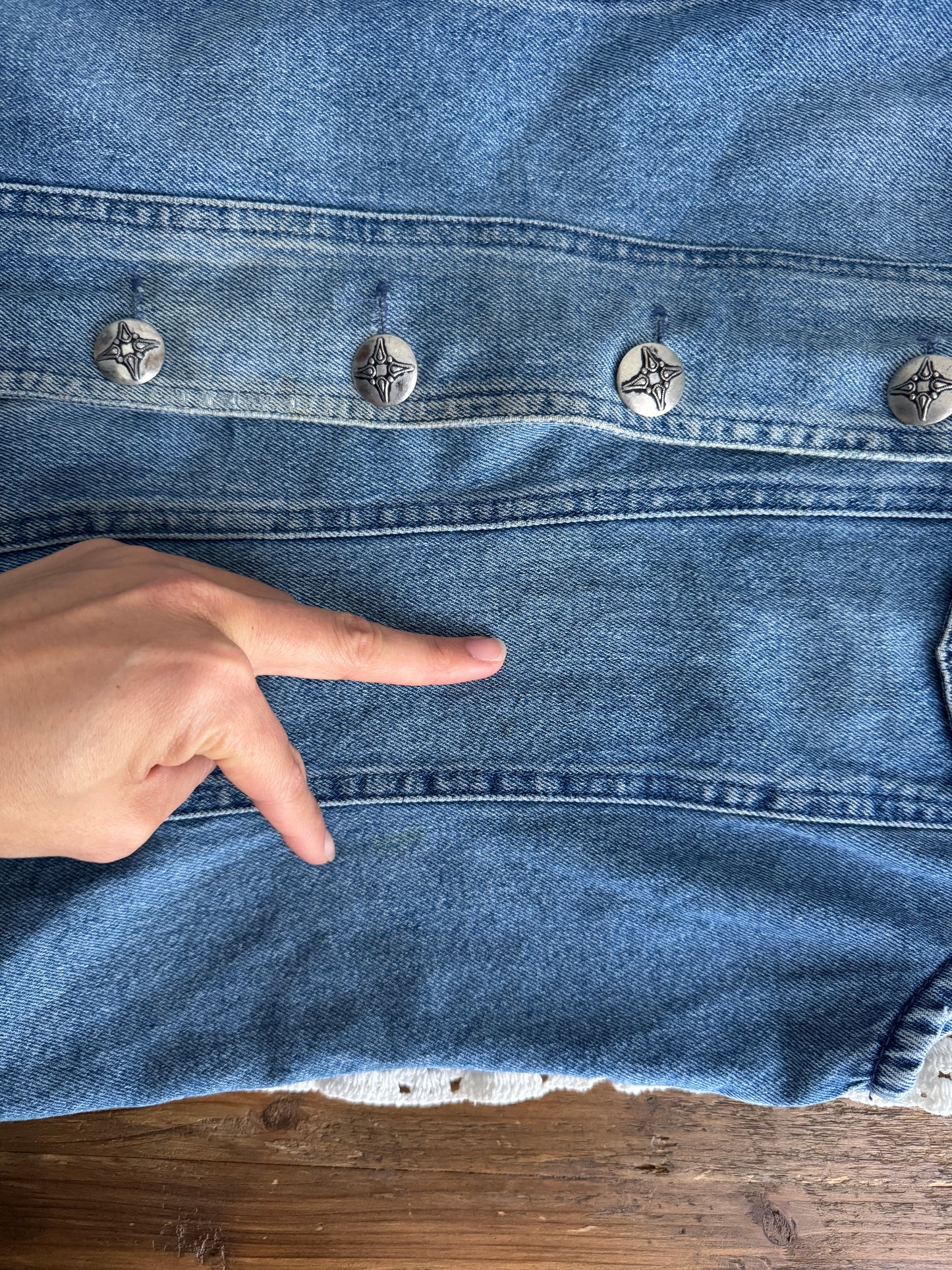 Vintage Velvet Collar Denim Vest (XS-M)