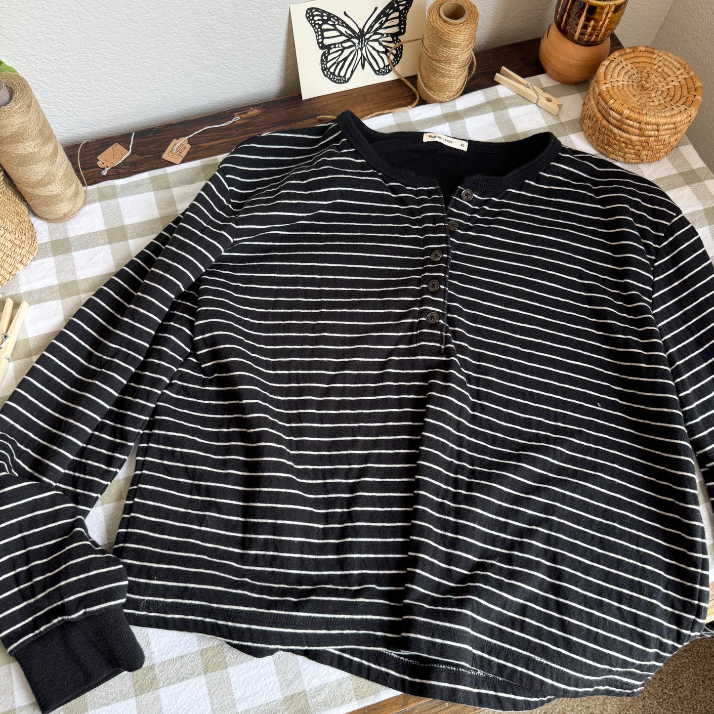 Marine Layer Striped LS Henley (L-XL)