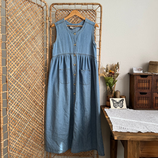 Vintage Denim Buttoned Maxi Dress (S-M)