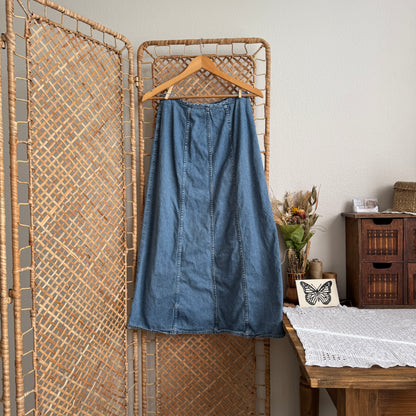 Vintage Denim Buttoned Maxi Skirt (28W)