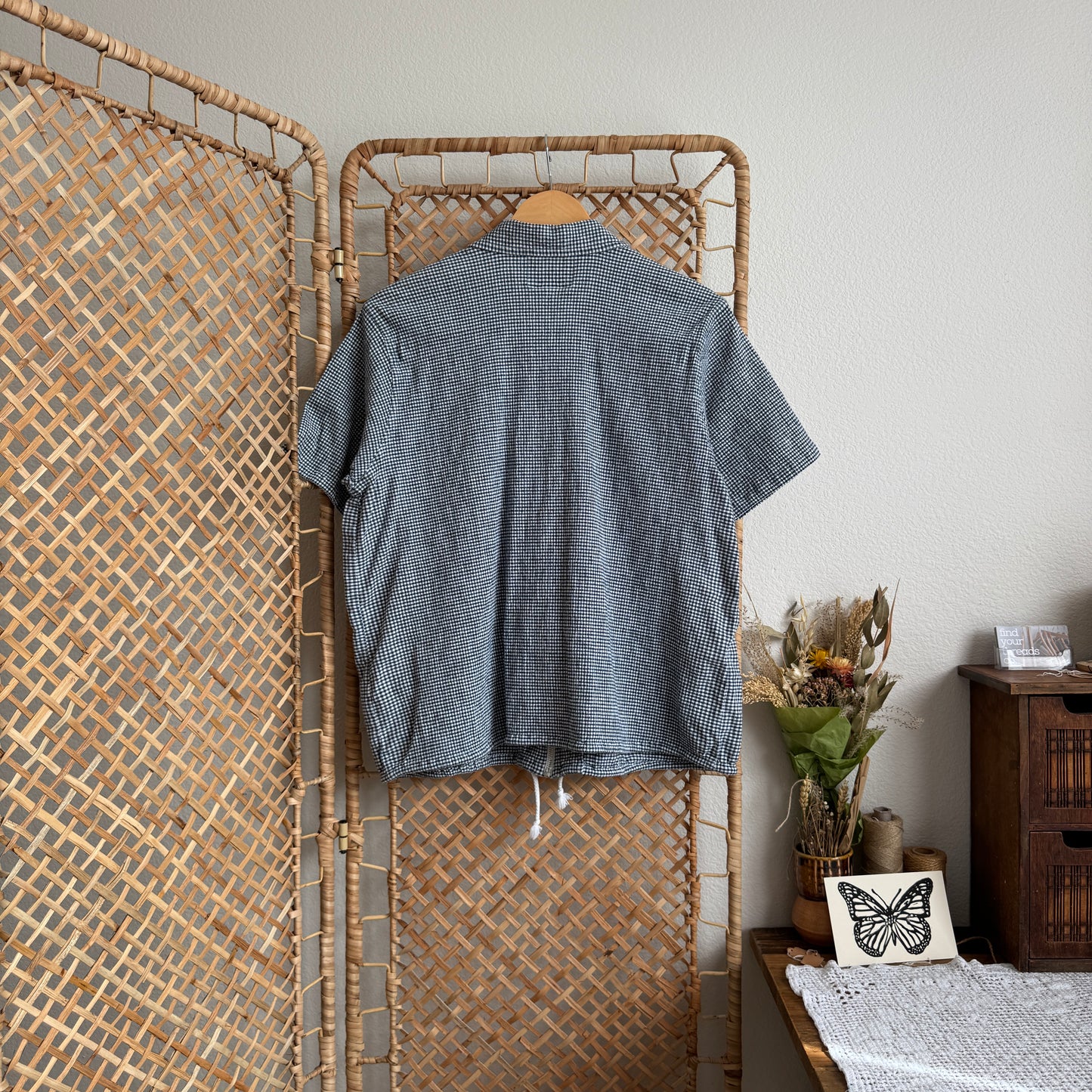 Vintage Gingham Popover Zipped Top (L-XL)
