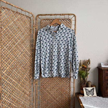 Vintage Floral Long Sleeve Henley (M)