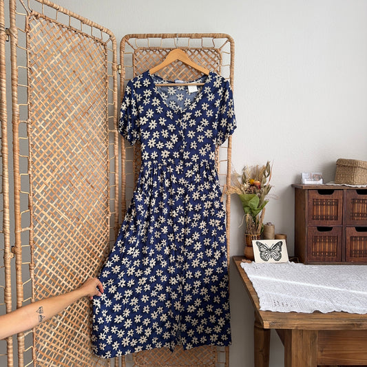 Vintage Floral Buttoned Maxi Dress (XS-M)