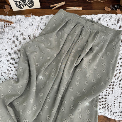 Vintage Sage Floral Midi Skirt (29-34W)