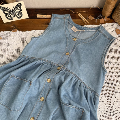 Vintage Denim Buttoned Maxi Dress (S-M)