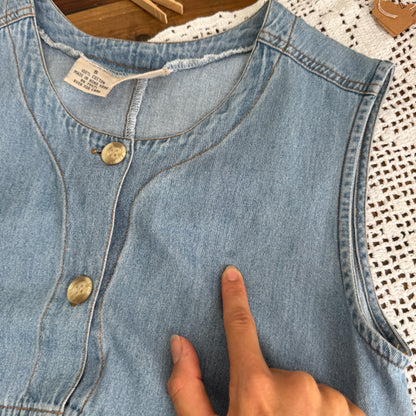 Vintage Denim Buttoned Maxi Dress (S-M)