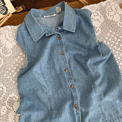 Vintage Denim Buttoned Tank (L)