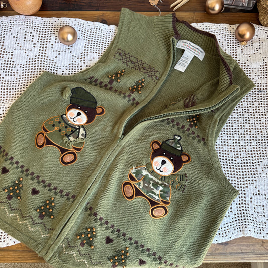 Vintage Camo Teddy Sweater Vest (L)