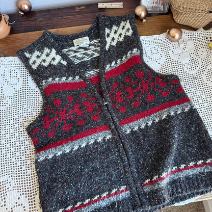 Vintage Speckled Nordic Zip-up Sweater Vest (M)