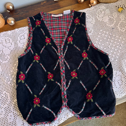 Vintage Velour and Plaid Vest (M)
