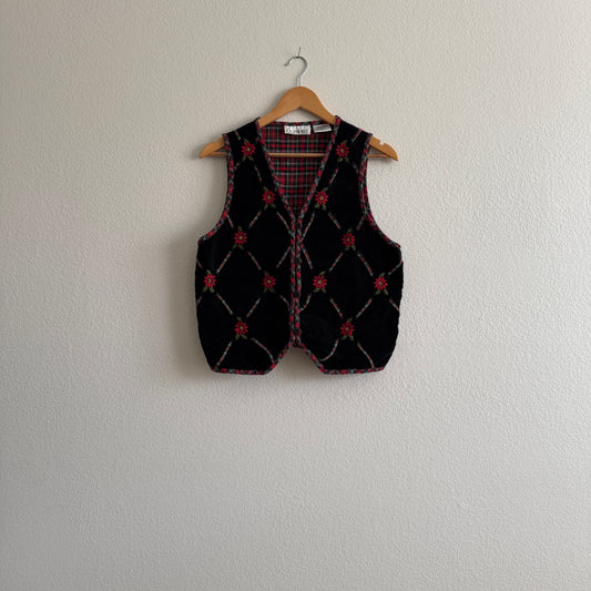 Vintage Velour and Plaid Vest (M)