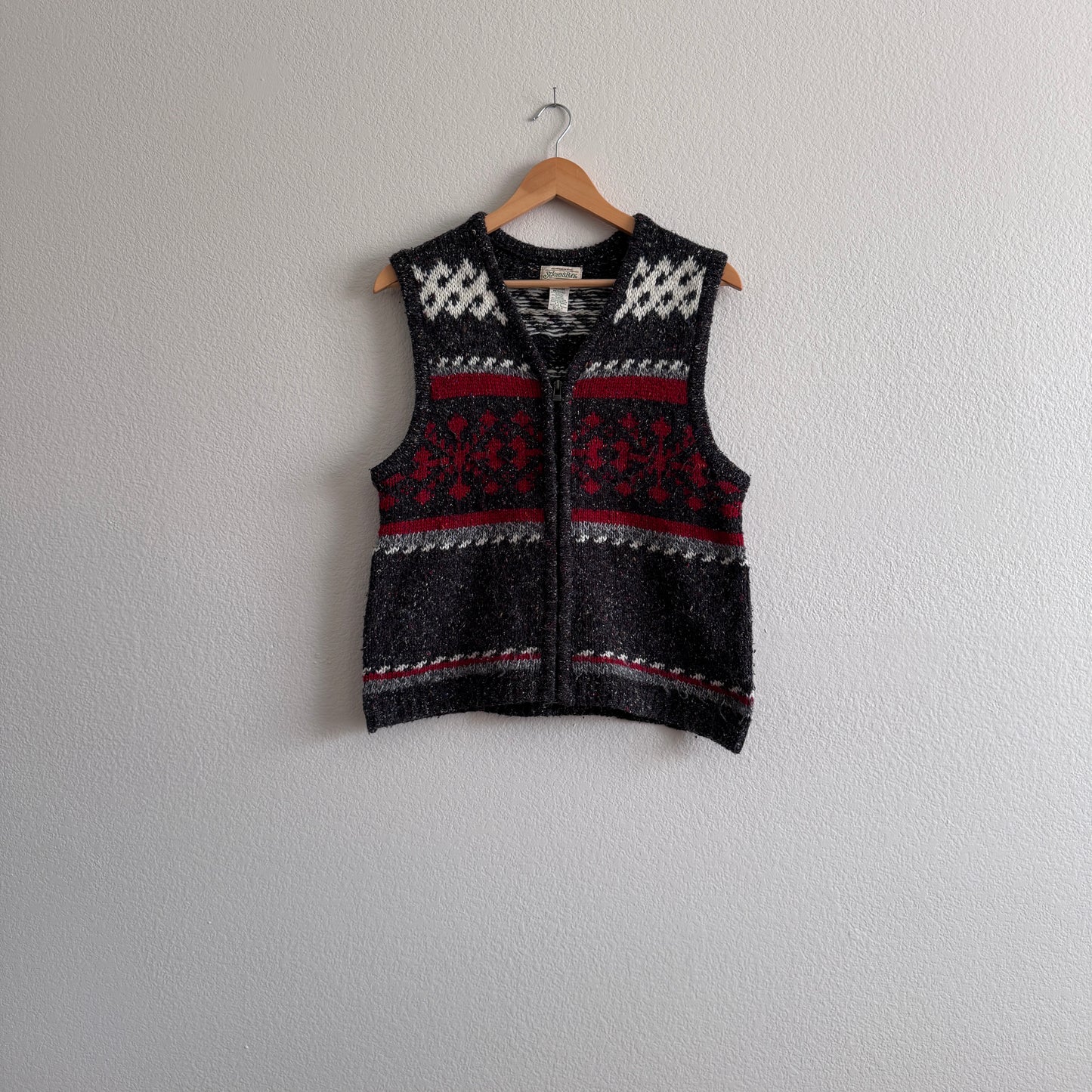 Vintage Speckled Nordic Zip-up Sweater Vest (M)