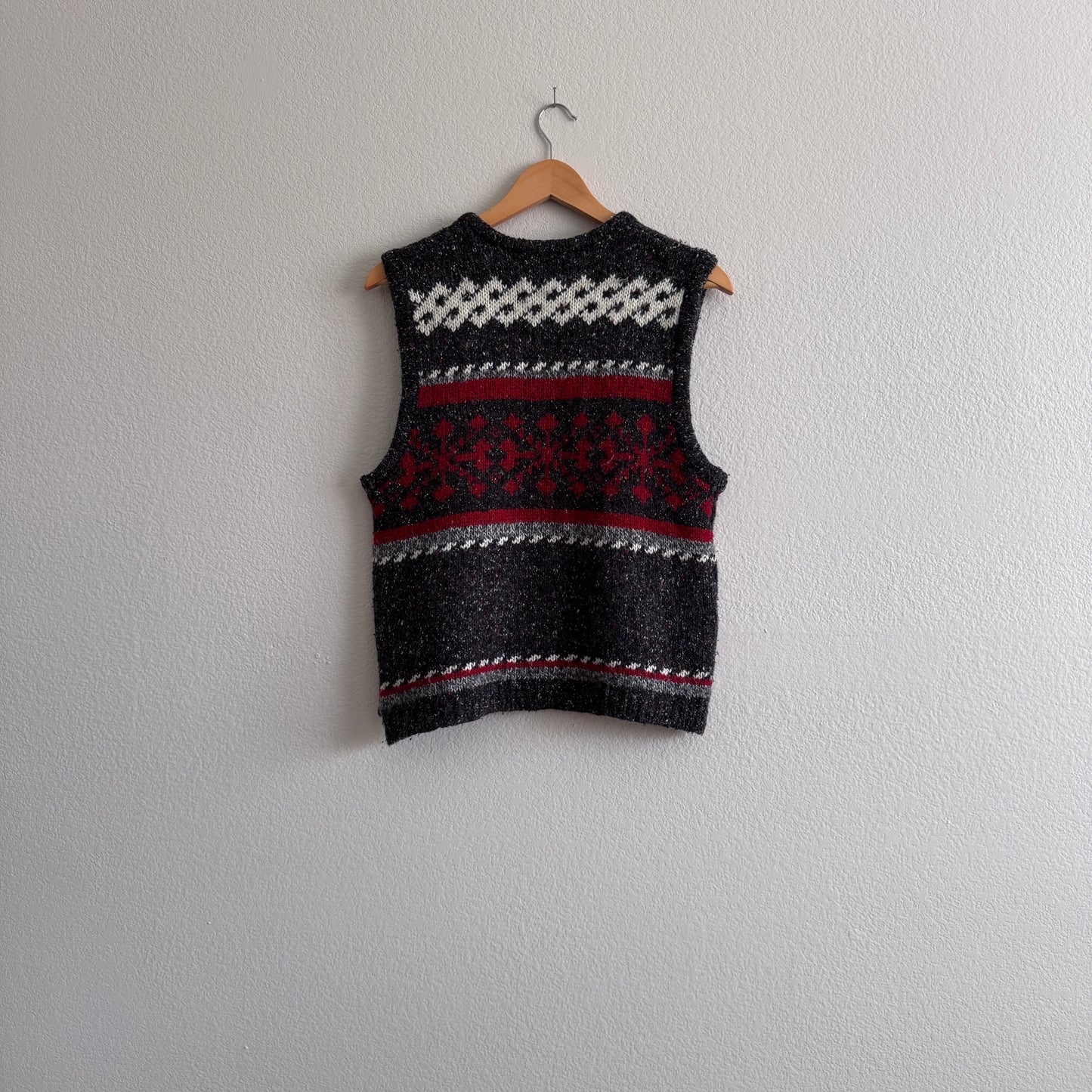 Vintage Speckled Nordic Zip-up Sweater Vest (M)