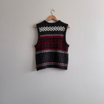 Vintage Speckled Nordic Zip-up Sweater Vest (M)