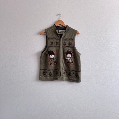 Vintage Camo Teddy Sweater Vest (L)