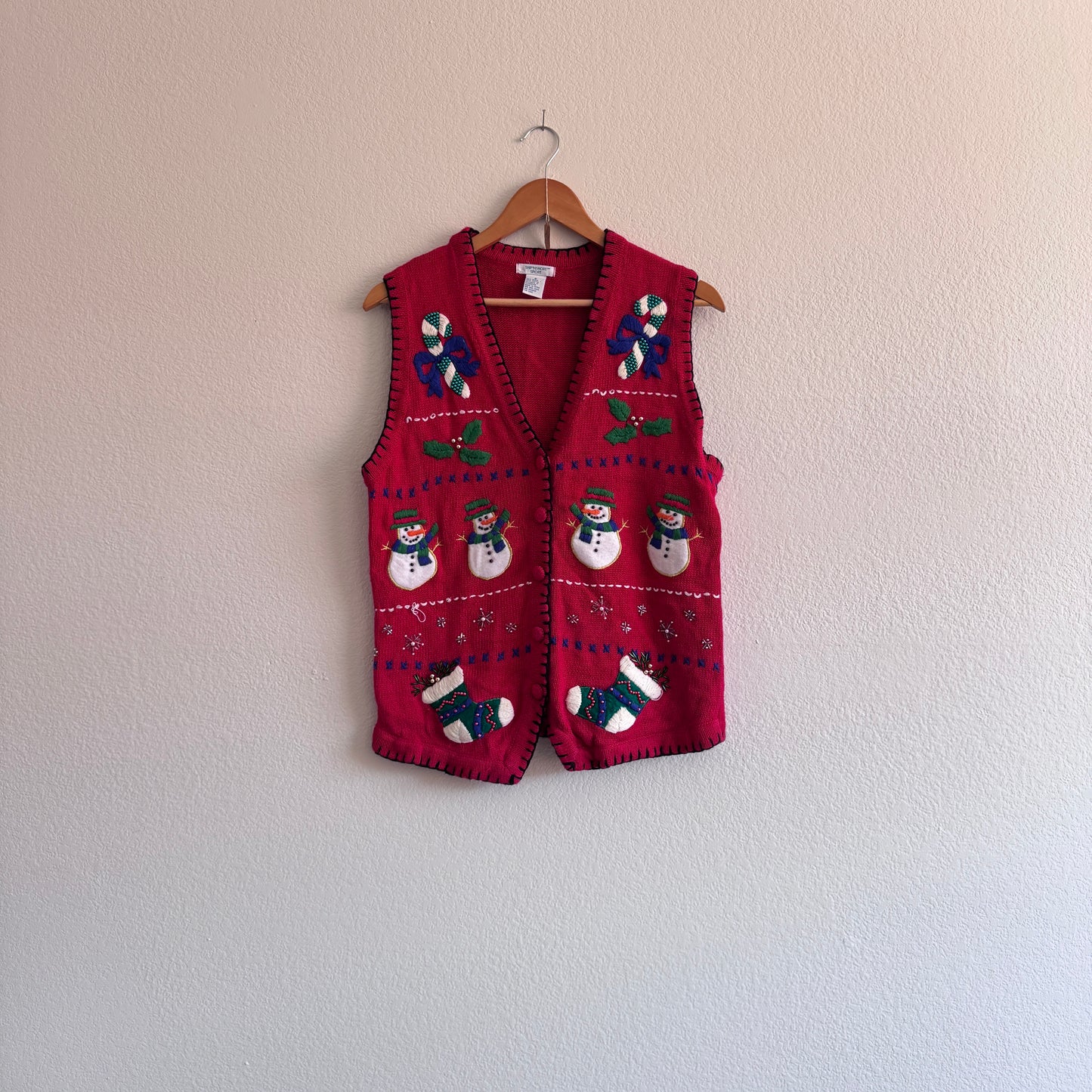 Vintage Festive Snowmen Sweater Vest (S-M)