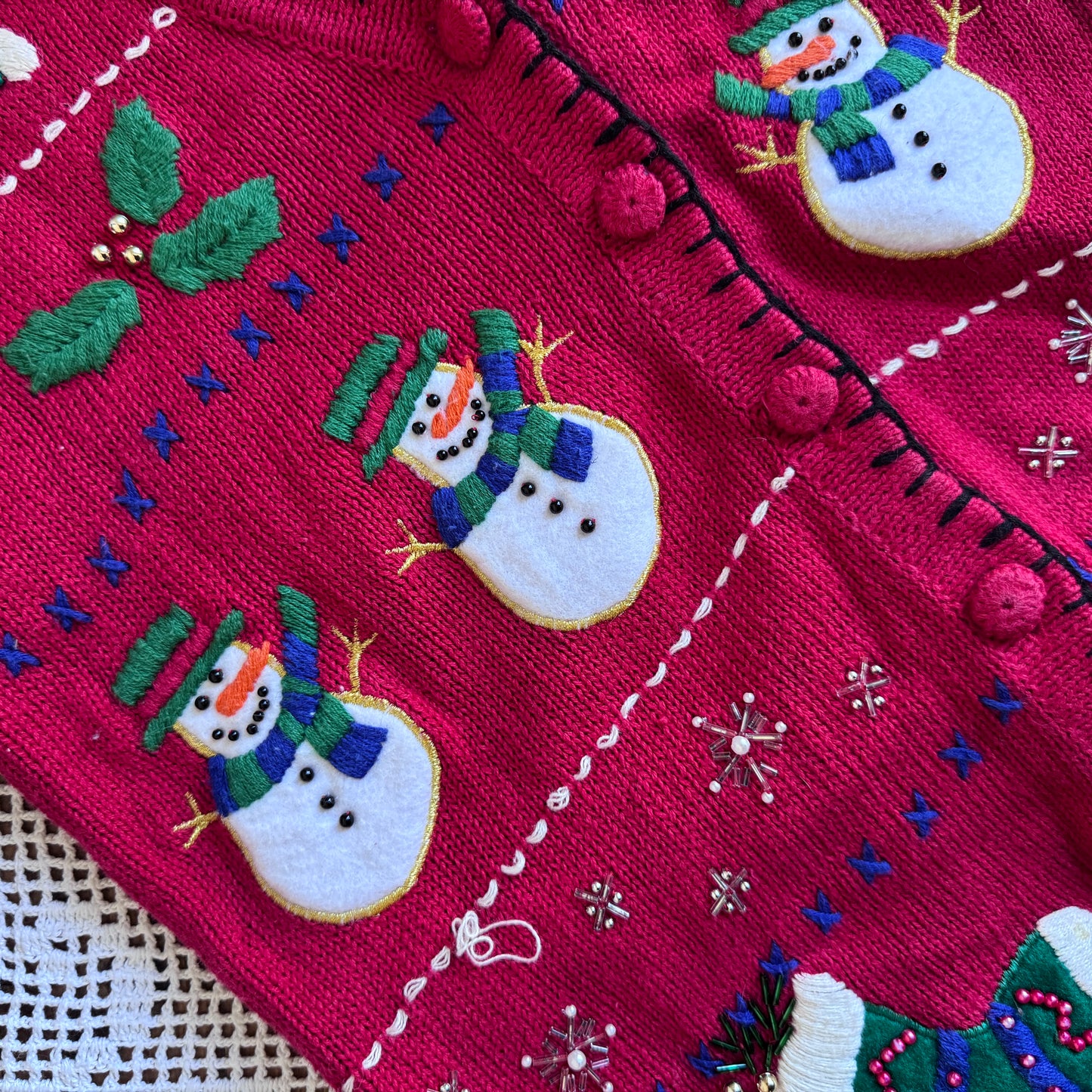 Vintage Festive Snowmen Sweater Vest (S-M)