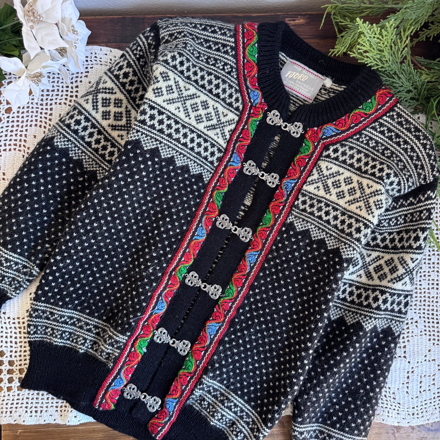 Vintage Fjord Made in Norway Fair Isle Cardigan (XS-S)