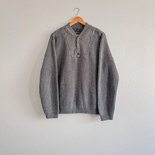 Vintage Chunky Knit Henley Sweater (L Tall)
