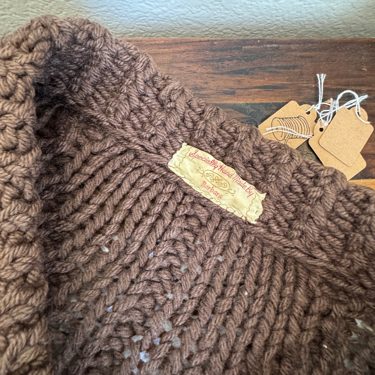 Vintage Hand Knit Zippered Fisherman Cardigan (XS-M)