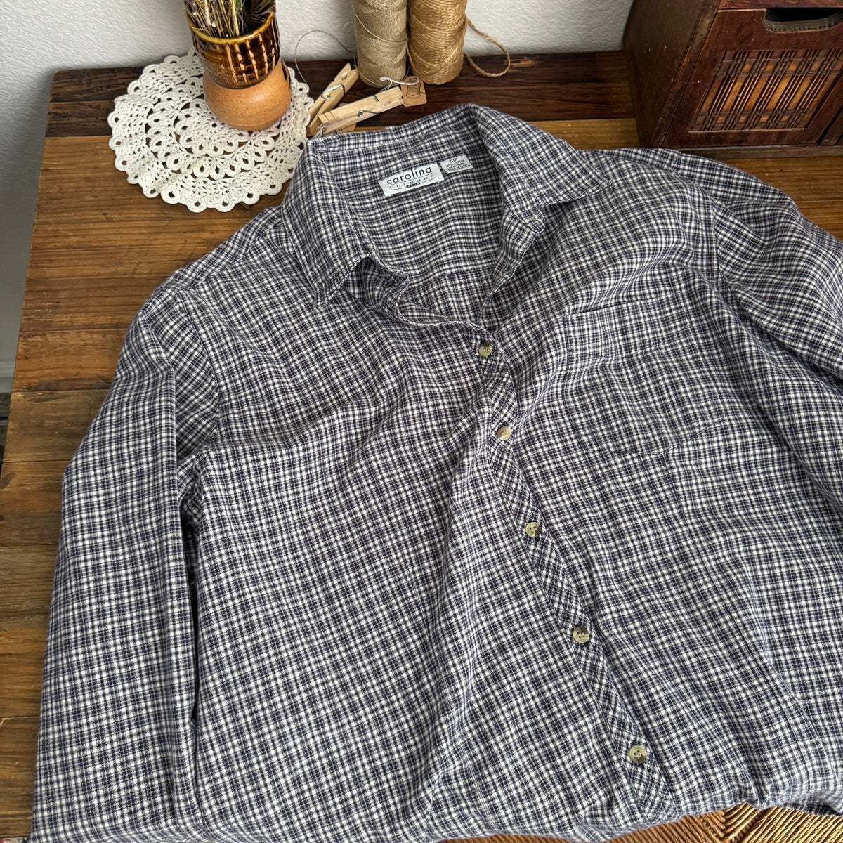 Vintage Gingham Plaid Shirt (L-XL)