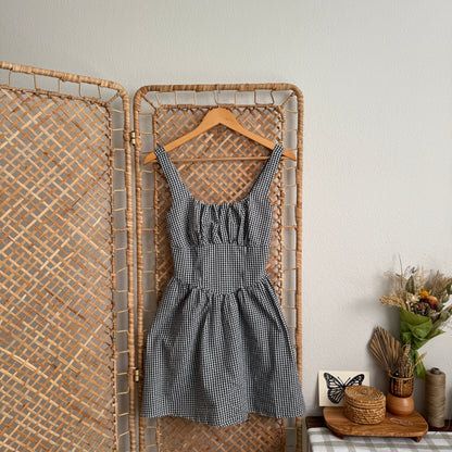 Gingham Milkmaid Mini Dress (S)