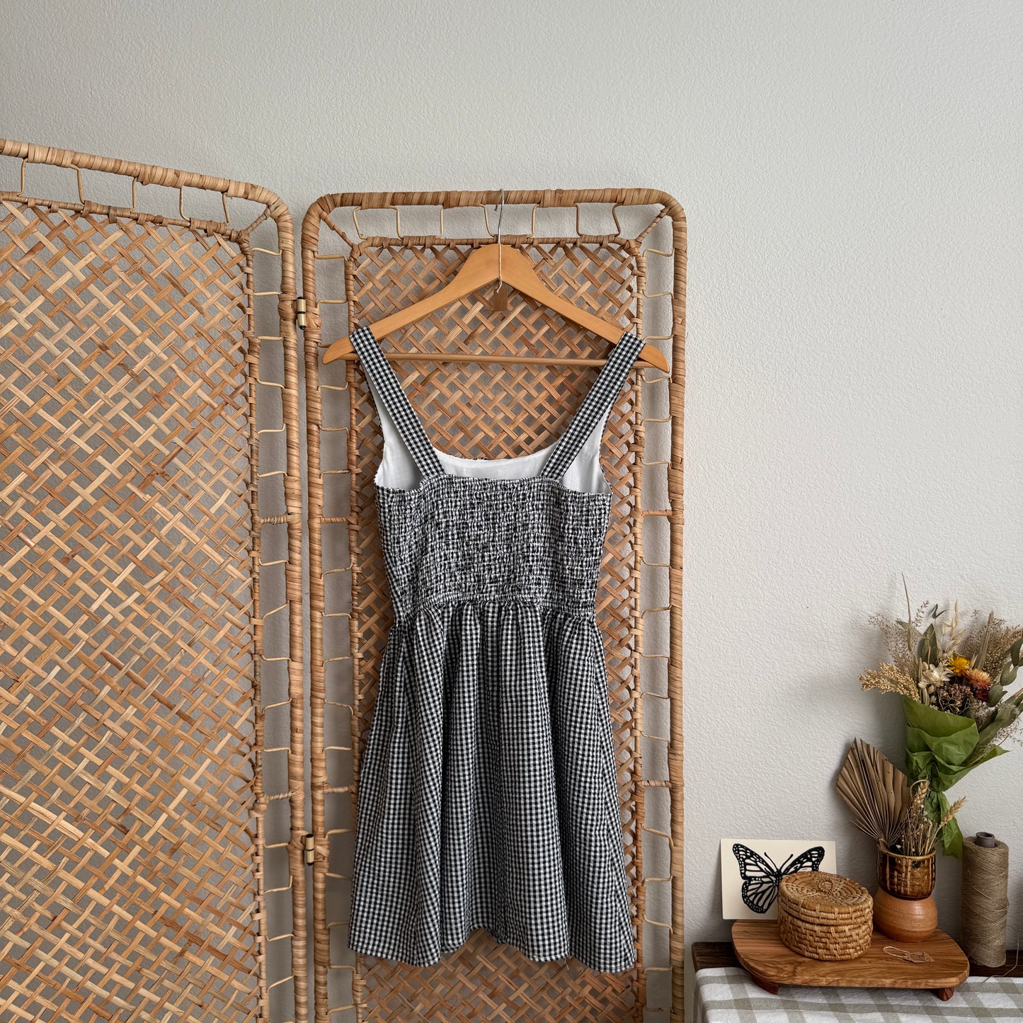 Gingham Milkmaid Mini Dress (S)