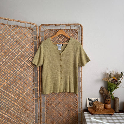 Vintage Silk Blend Buttoned Knit Top (L)