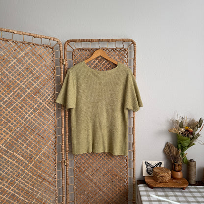 Vintage Silk Blend Buttoned Knit Top (L)