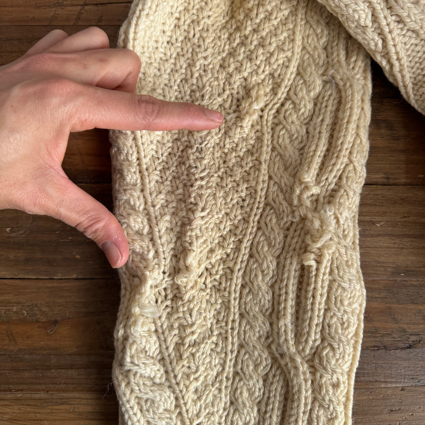 Vintage Cream Fisherman Knit Cardigan (XS-M)