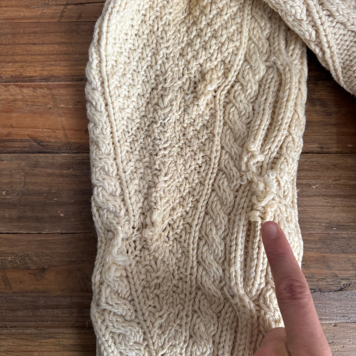 Vintage Cream Fisherman Knit Cardigan (XS-M)