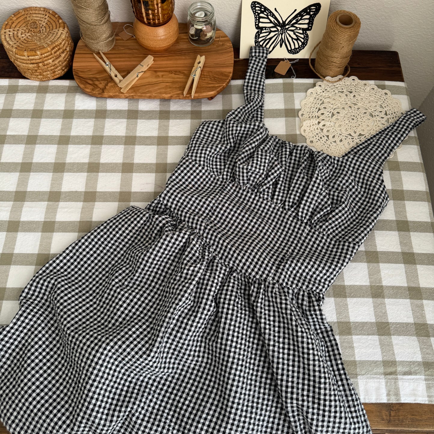 Gingham Milkmaid Mini Dress (S)