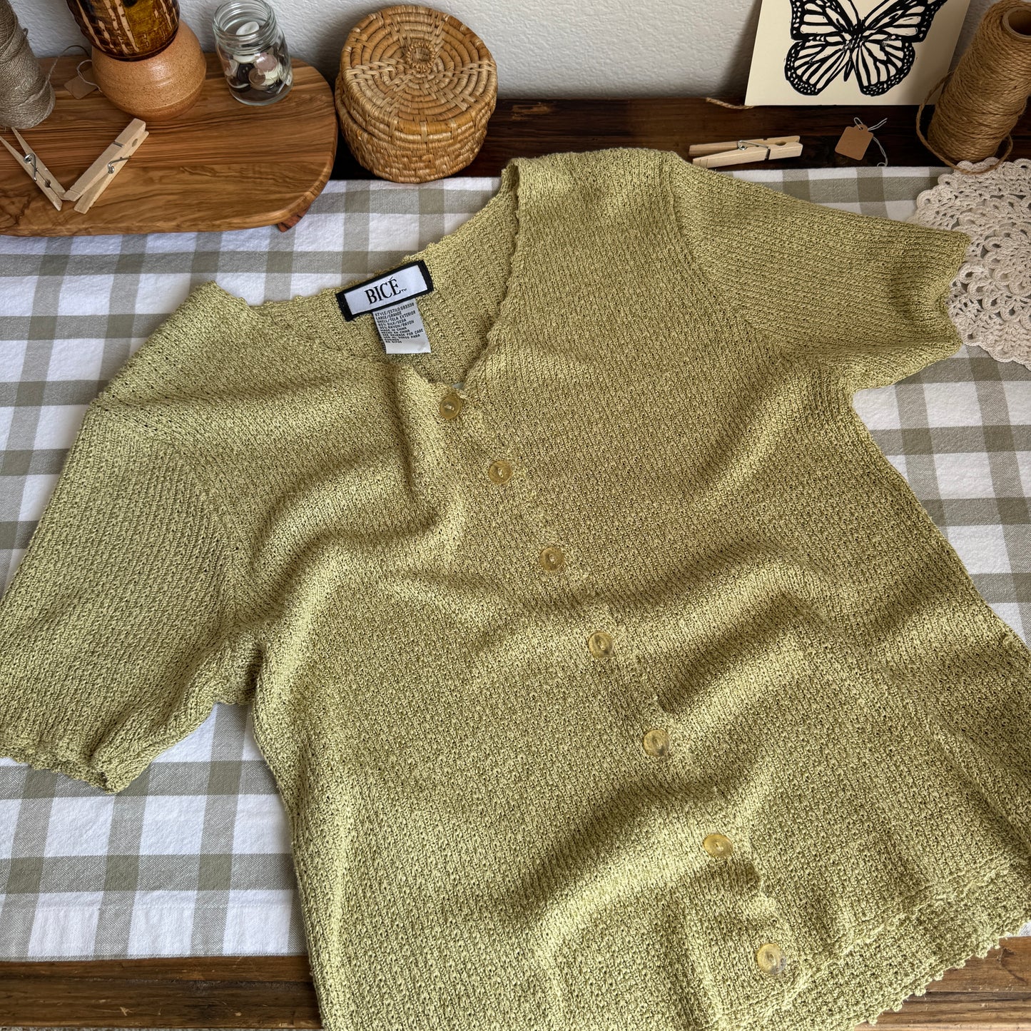 Vintage Silk Blend Buttoned Knit Top (L)