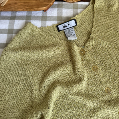 Vintage Silk Blend Buttoned Knit Top (L)