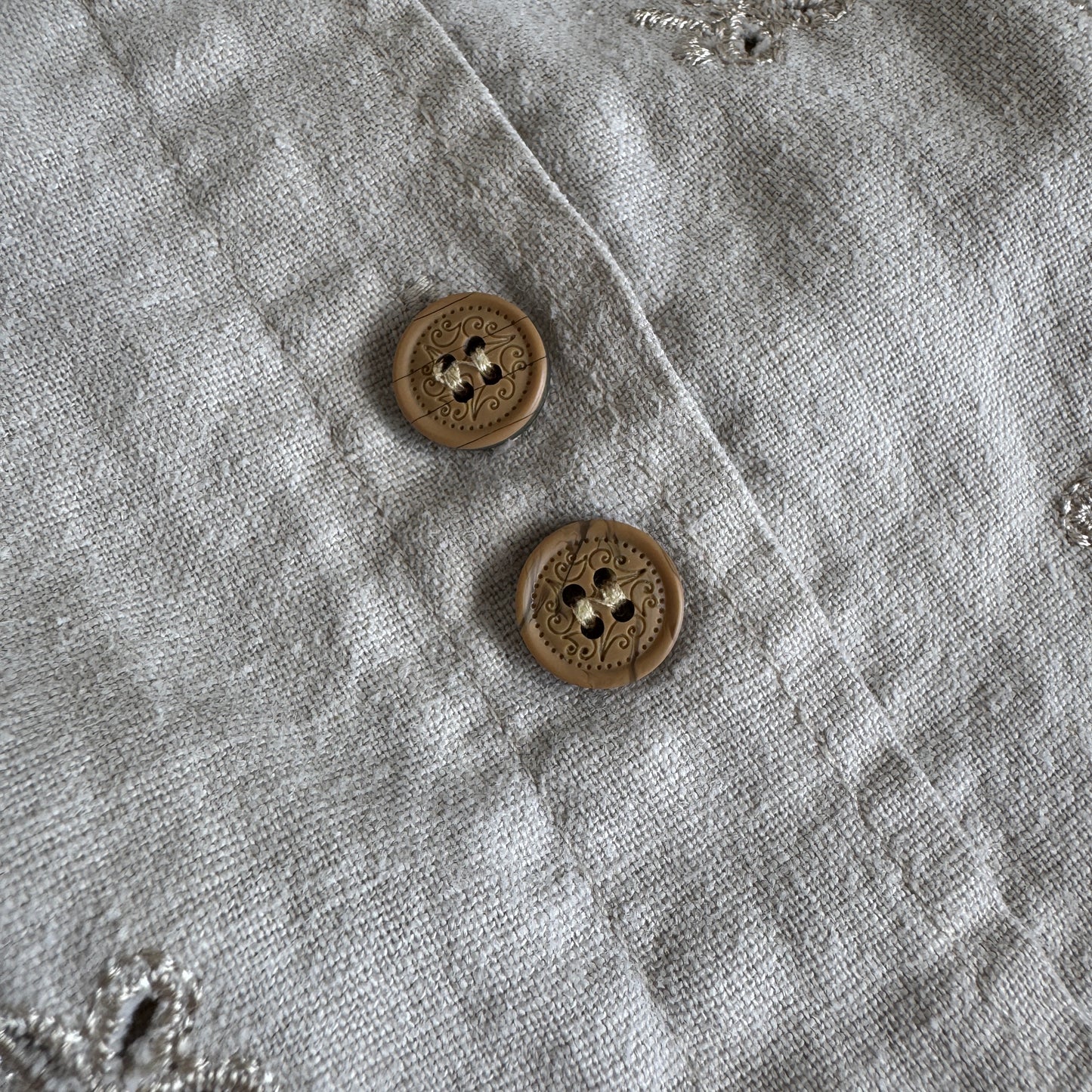 Vintage Linen Blend Pleated Eyelet Tank (PM)