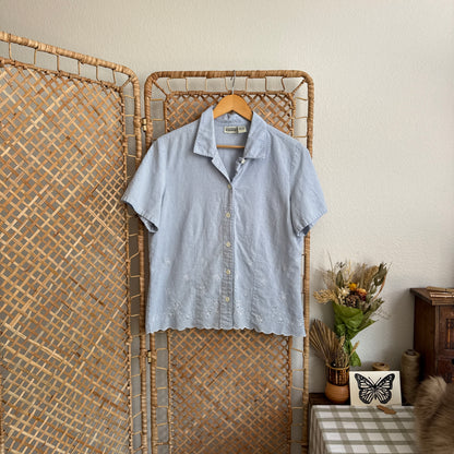 Vintage Gingham Eyelet Button Up Shirt (M)