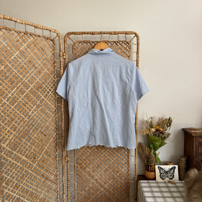 Vintage Gingham Eyelet Button Up Shirt (M)
