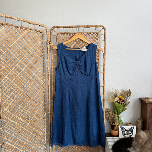 Vintage Chambray Denim Midi Dress (S-M)