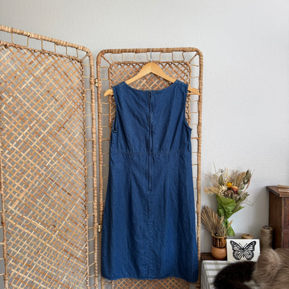 Vintage Chambray Denim Midi Dress (S-M)